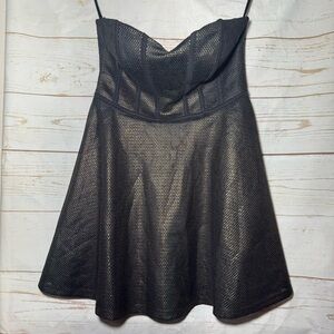 NWT $98 • Bebe • Strapless Mini Dress • Metallic • Black Gold • Small